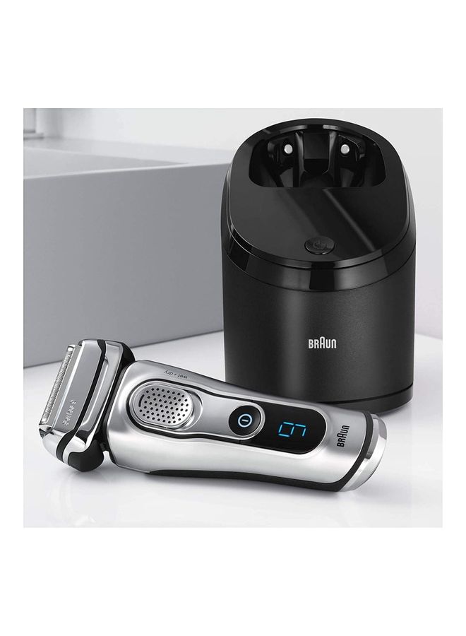BRAUN - Series 9 Wet And Dry Cross Cutting Action Shaver Including Clean And Charge System And Travel Case Black/Silver - Image 1
