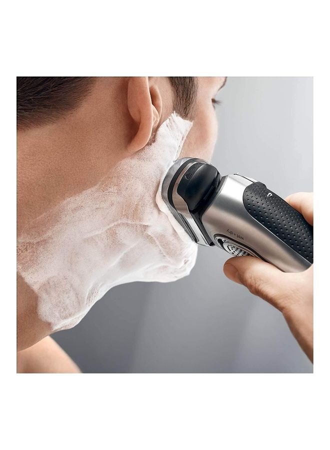 BRAUN - Series 9 Wet And Dry Cross Cutting Action Shaver Including Clean And Charge System And Travel Case Black/Silver - Image 1