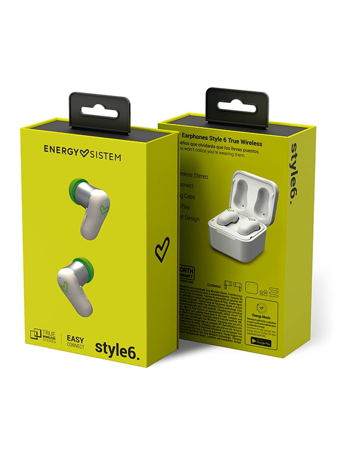 Energy Sistem - Style 6 True Wireless In-Ear Earphones With Case (True Stereo, Easy Connect, Charging case) White - Image 1