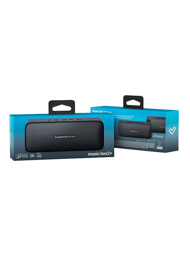 Music Box 2+ Portable Wireless Speaker (MicroSD MP3 Player, FM Radio, Bluetooth 5.0, TWS, 6W, Audio-in, Hands-free) Onyx