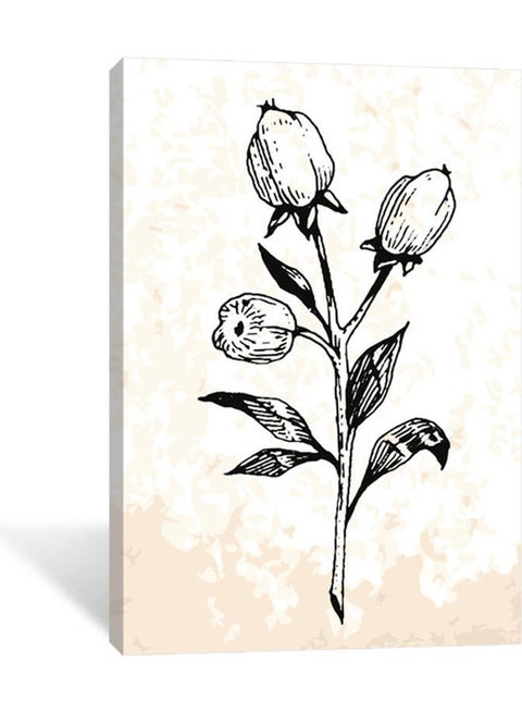 Wall Painting with Hidden Frame White/Beige/Black 60 x 40cm