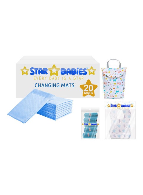 Changing Mat With Reusable Mat, Bib And Diaper Bag Set