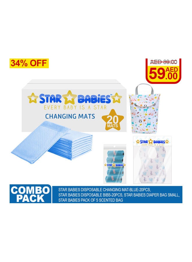 Changing Mat With Reusable Mat, Bib And Diaper Bag Set