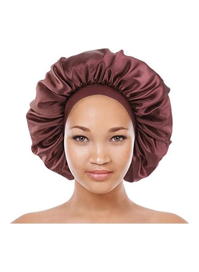 Generic Satin Bonnet Silk Curly Natural Long Hair Sleep Cap Women Maroon 38inch 