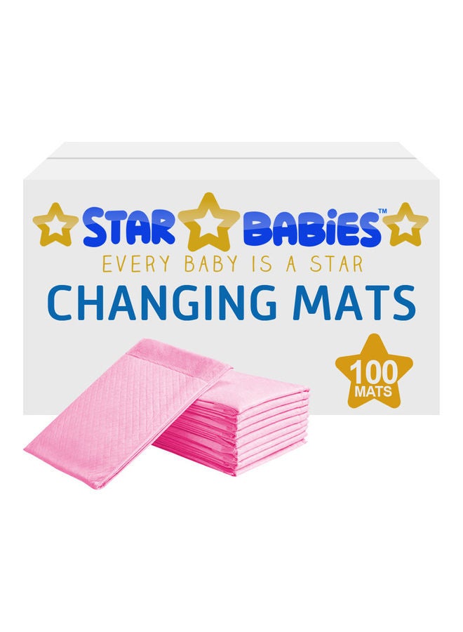 STAR BABiES Pack Of 100 Disposable Changing Mats - Pink - Image 1