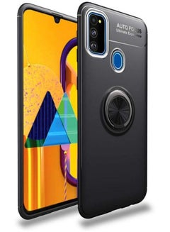 AUTO FOCUS Plastic Protective Hard Case With Metal Ring Holder For Samsung Galaxy M30s Black  - Image 1