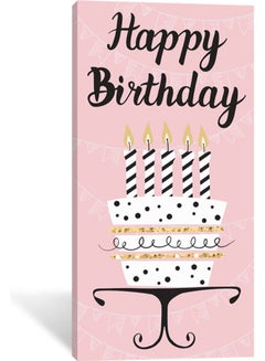 Sasb Happy Birthday Printed Wall Painting With Hidden Frame Multicolour 80x40cm 