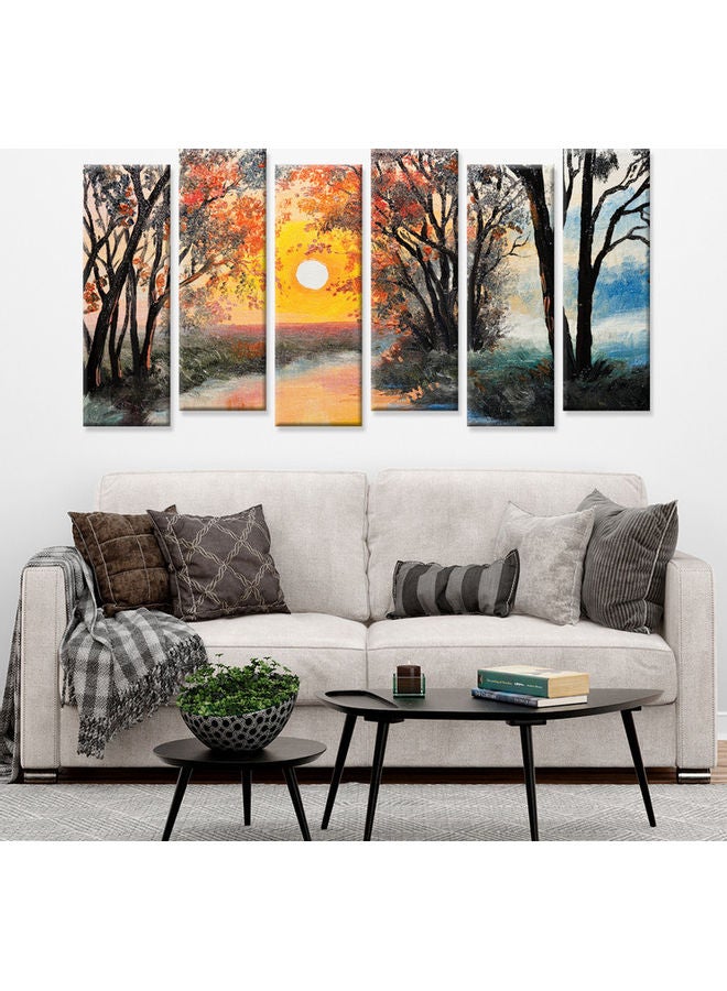 Sasb - Set Of 6 Wall Painting With Hidden Frame Multicolour 120 X 60cm - Image 1