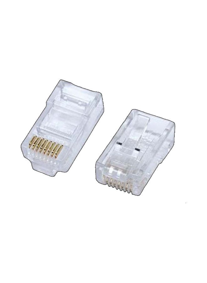 طقم موصلات Cat5 RJ45 مكون من 100 قطعة شفاف