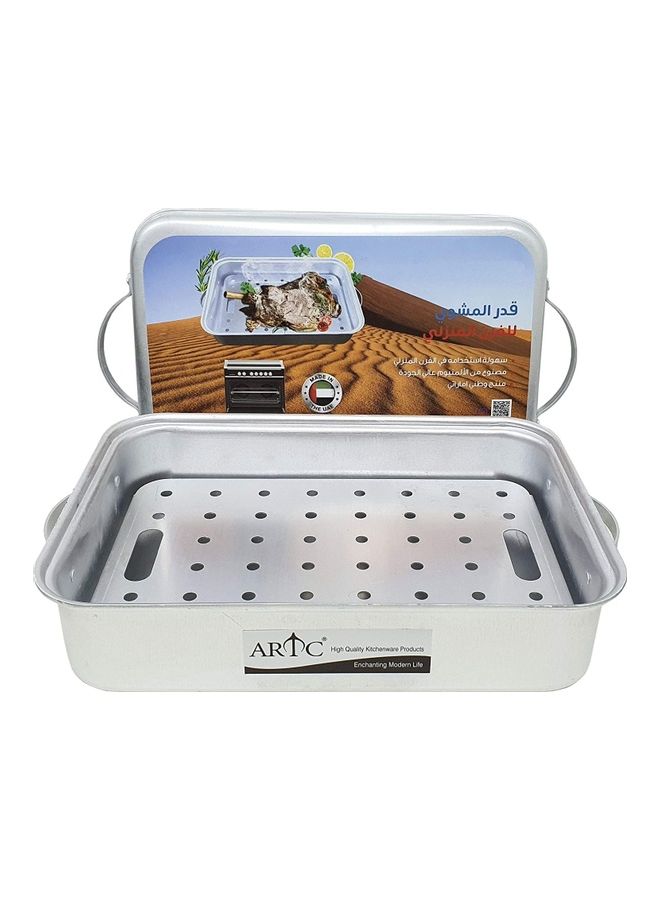 ARTC Aluminum Deep Baking Tray Oven Tray Rectangular Roaster Pan with Rack For Home Oven Silver 46cm x 32cmcm - Image 1
