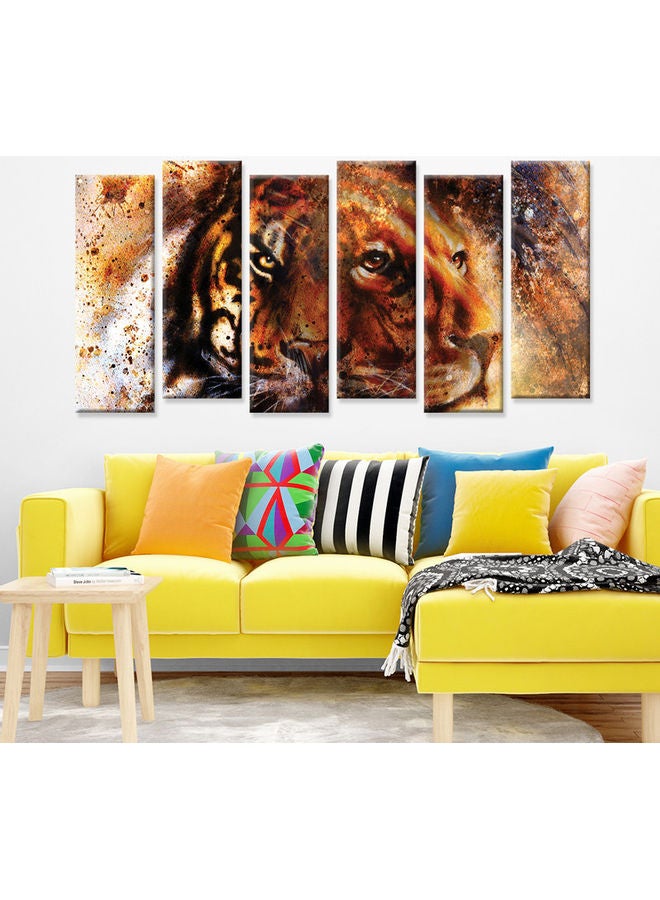 Sasb - Set Of 6 Wall Painting Without A Frame Multicolour 120 X 60cm - Image 1