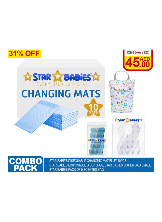 Changing Mat With Reusable Mat, Bib And Diaper Bag Set