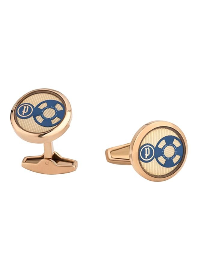 POLICE Gold Plated Wheels Logo Cufflinks