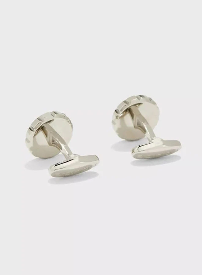 POLICE Blue/Silver/Black Metal Round Cufflinks for Men | Best Price UAE