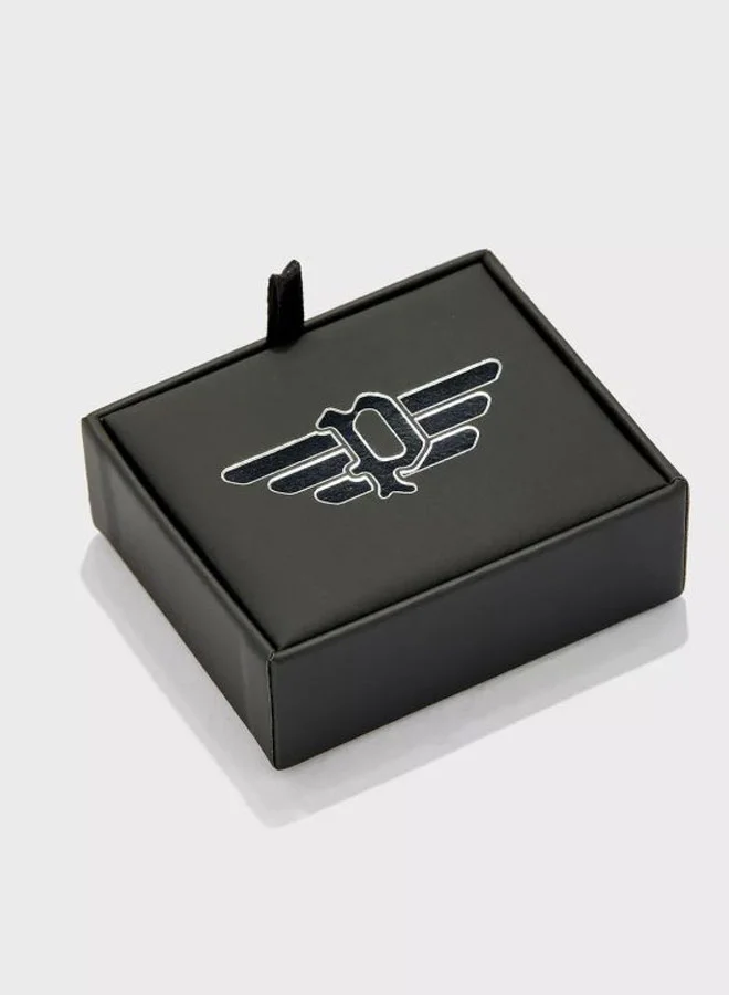 POLICE Blue/Silver/Black Metal Round Cufflinks for Men | Best Price UAE