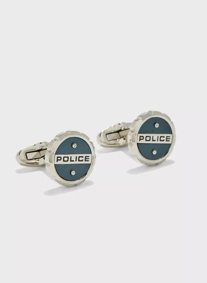 POLICE Blue/Silver/Black Metal Round Cufflinks for Men | Best Price UAE