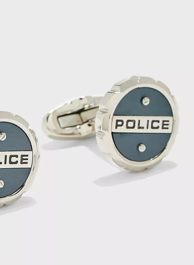 POLICE Blue/Silver/Black Metal Round Cufflinks for Men | Best Price UAE