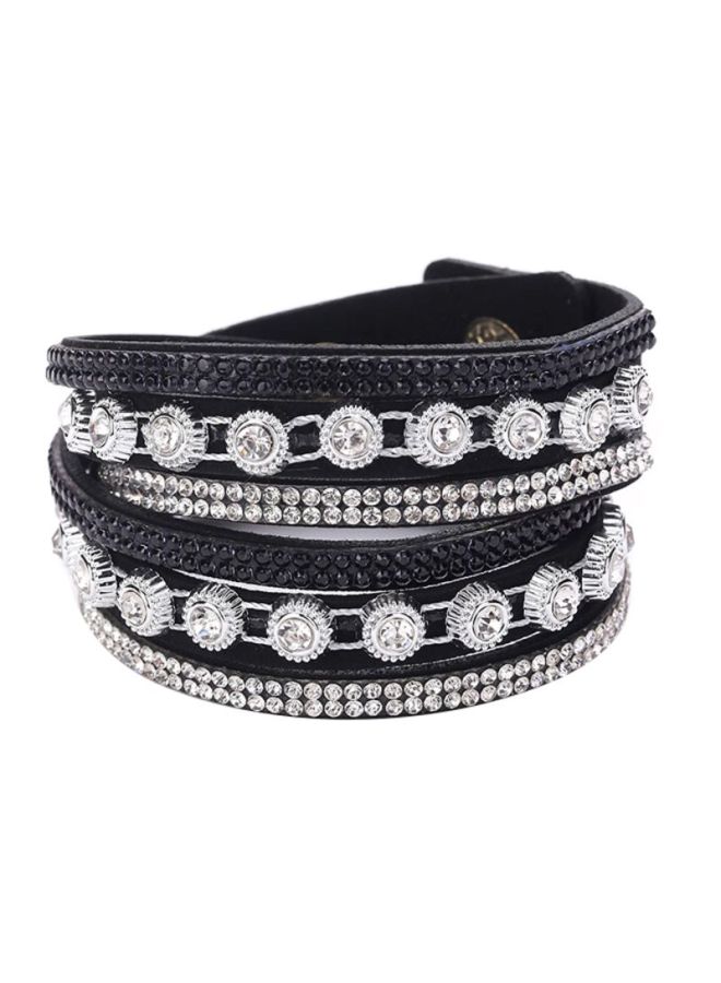 Multi-Layer Diamond Rhinestone Inlaid Charm Bracelet