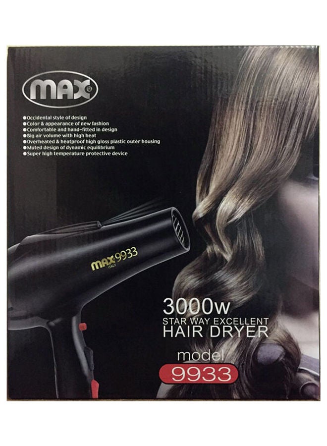 Max - Hair Dryer 3000 Watt Black - Image 1
