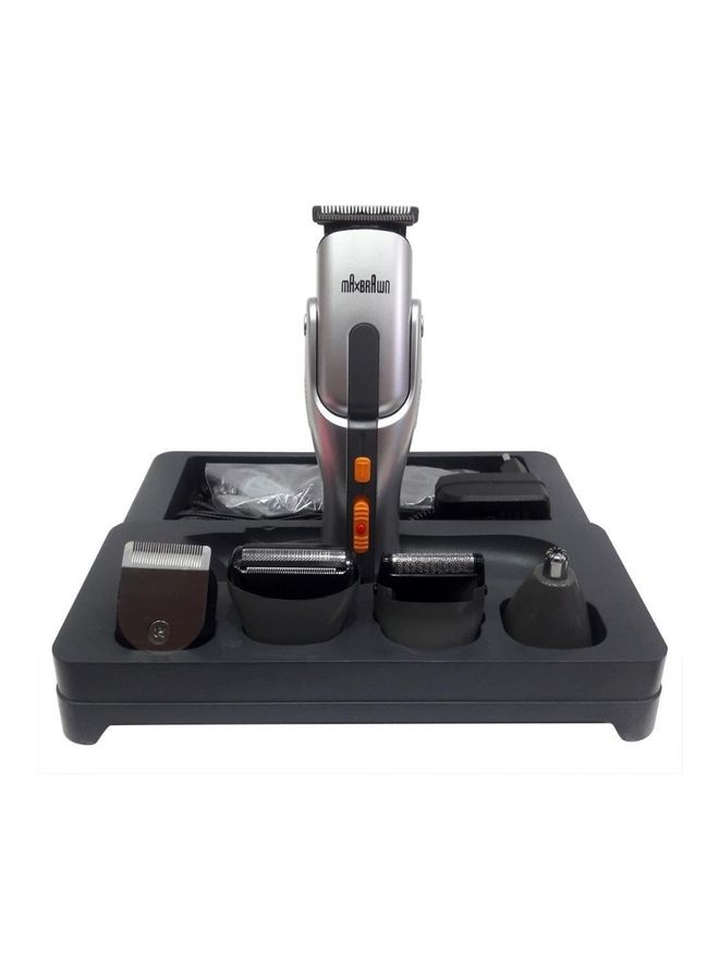 Max - MP-6680 Grooming Kit 8 in 1 Hair Trimmer Black&Silver Black & Silver - Image 1