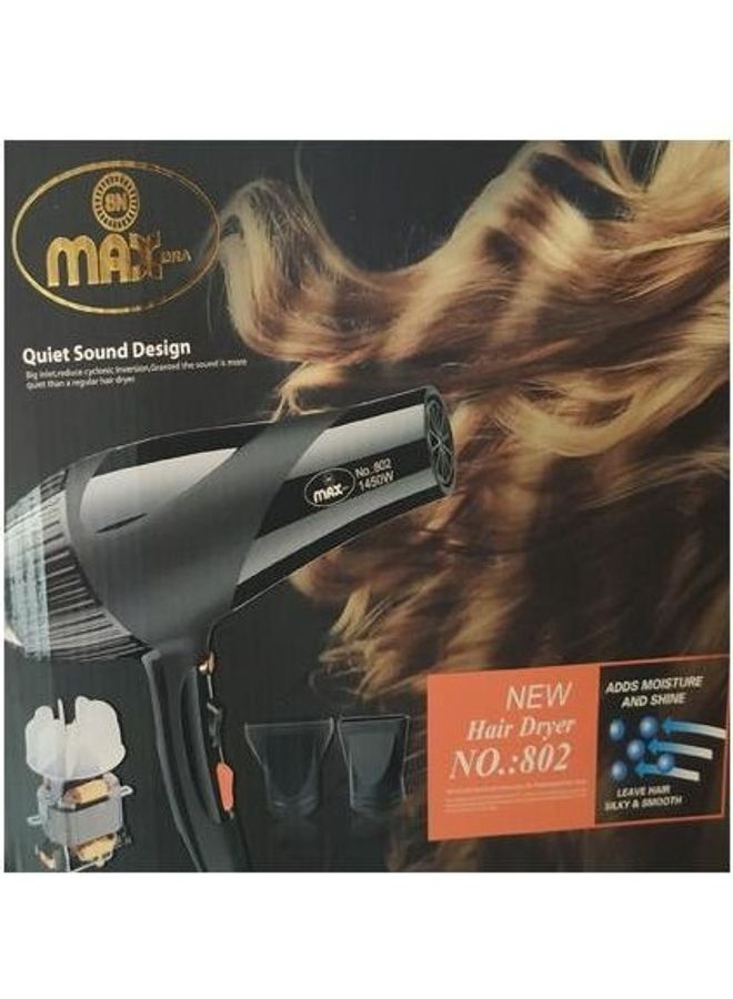 ماكس مجفف شعر 802 مميز بصوت هادئ أسود - Image 2