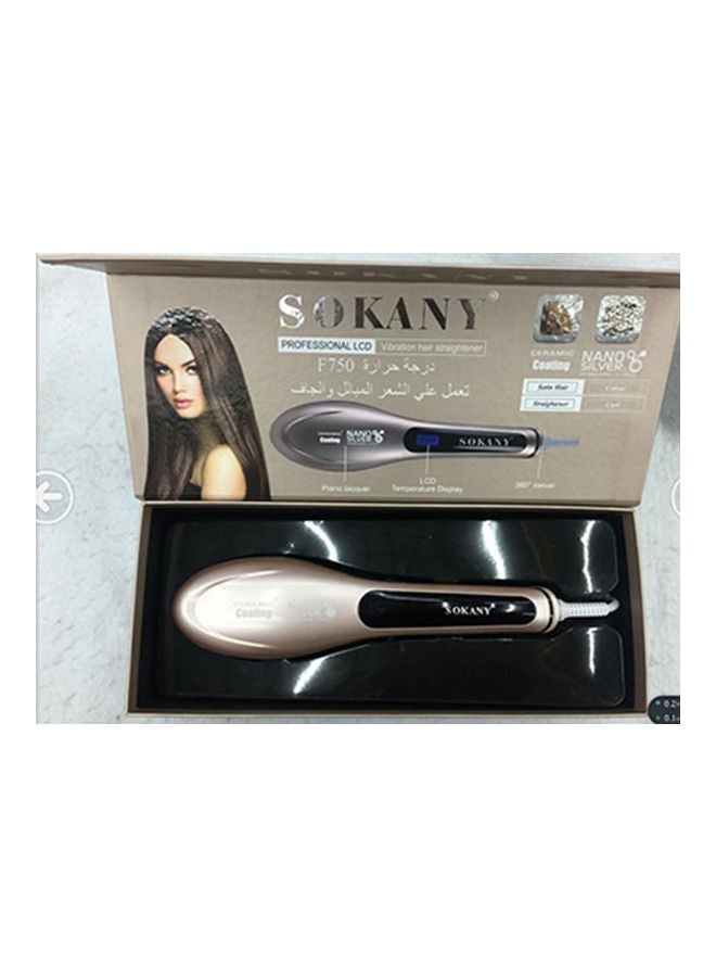 sokany Electric Hair Straightener and Massager Comb Brush with LCD Display Gold 