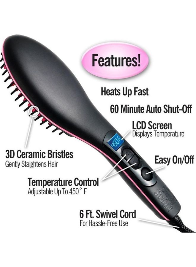 SIMPLY STRAIGHT Ceramic Straightening Brush Black/Pink - Image 2