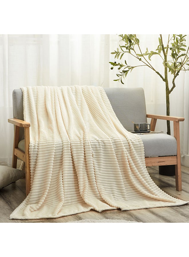 Donetella Ribbed Blanket Fleece Ivory Twin none  - Image 1