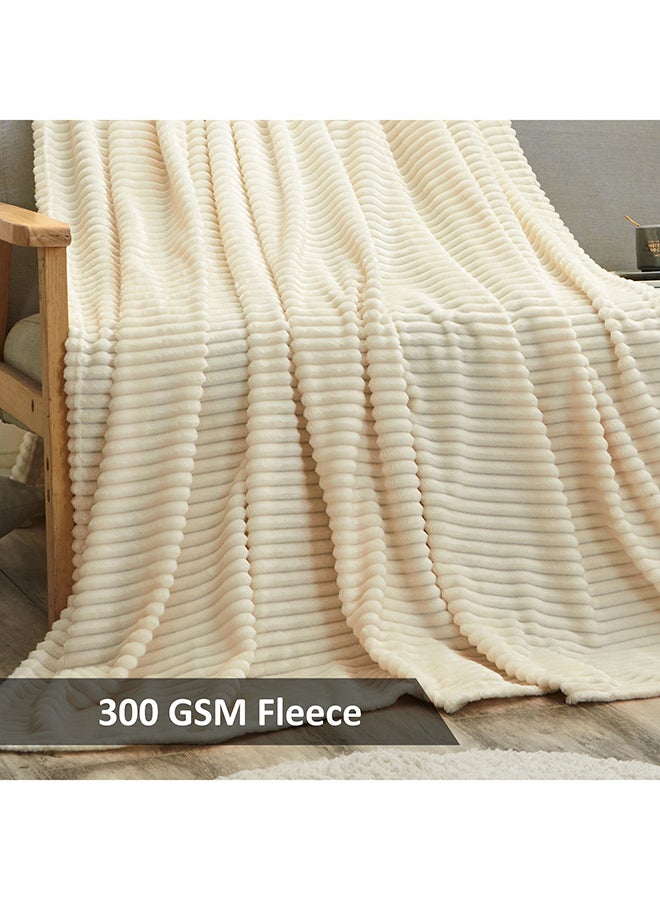 Donetella Ribbed Blanket Fleece Ivory Twin none  - Image 2