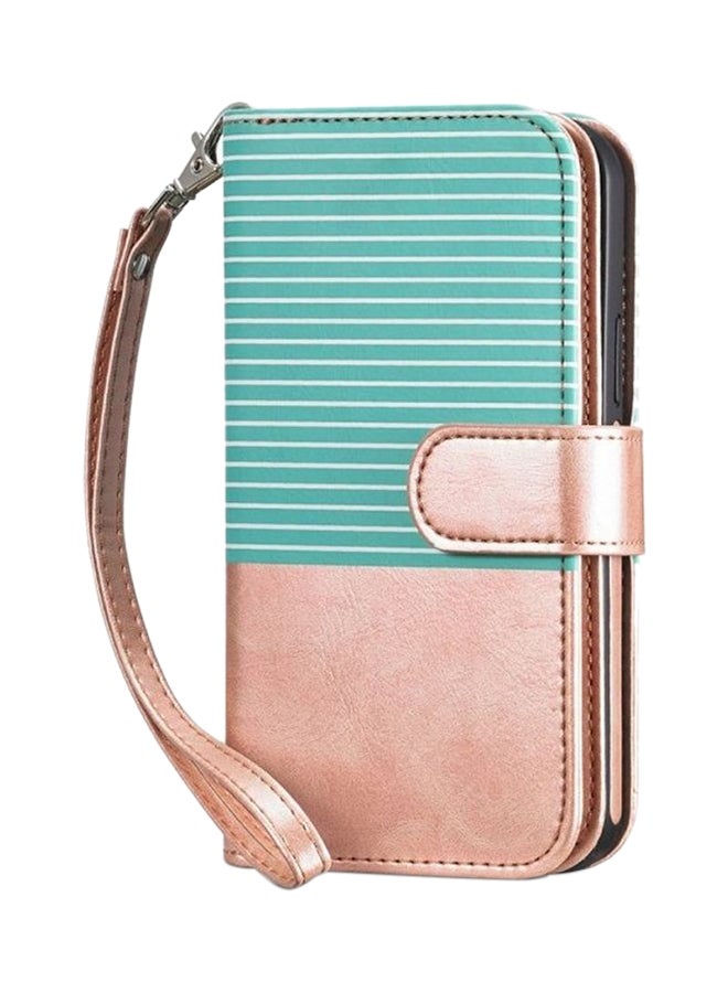 Striped Leather Wallet Case For Apple iPhone 12/12 Pro Multicolour  - Image 1