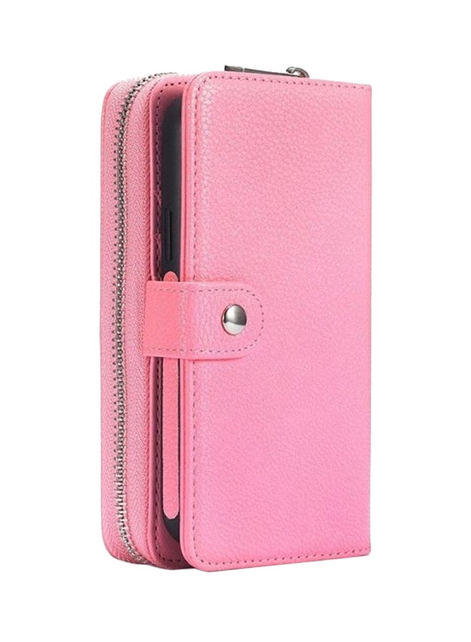 Leather Wallet Case For Apple iPhone 12/12 Pro Pink - Image 1
