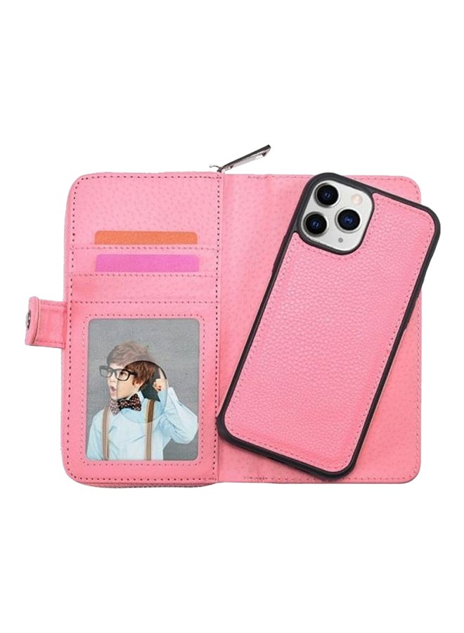 Leather Wallet Case For Apple iPhone 12/12 Pro Pink - Image 4
