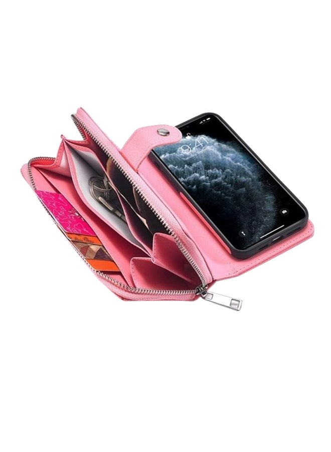 Leather Wallet Case For Apple iPhone 12/12 Pro Pink - Image 2