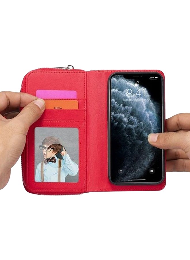 Generic - Leather Wallet Case For Apple iPhone 12/12 Pro Red - Image 1