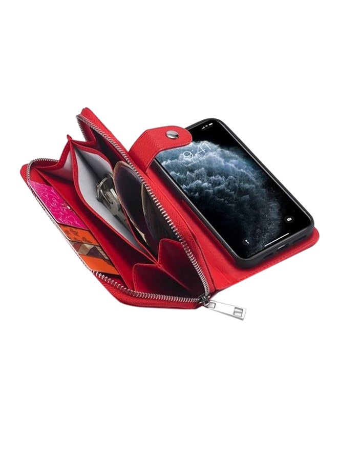 Generic - Leather Wallet Case For Apple iPhone 12/12 Pro Red - Image 1