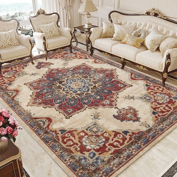Nordic Ethnic Style Rectangle Anti-Slip Floor Rug Multicolour 60x90cm  - Image 2