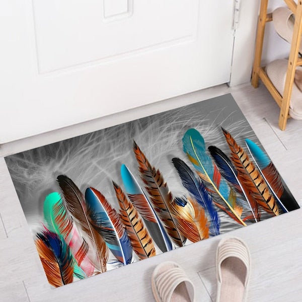 Feather Patterned Living Room Floor Mat Multicolour 40x60cm - Image 5