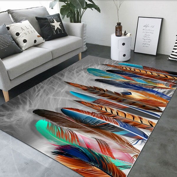 Feather Patterned Living Room Floor Mat Multicolour 40x60cm - Image 2