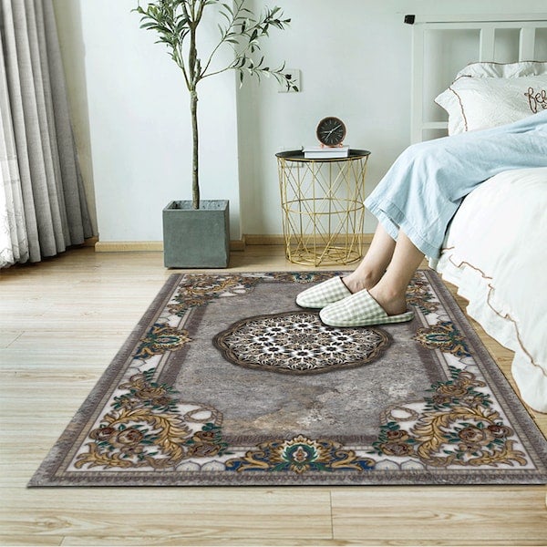 European Style Water Absorbent Anti-Slip Floor Rug Carpet Grey 60x90cm  - Image 4