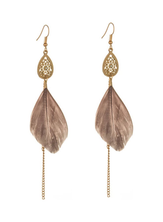 J&J Feather Tassel Dangle Earrings