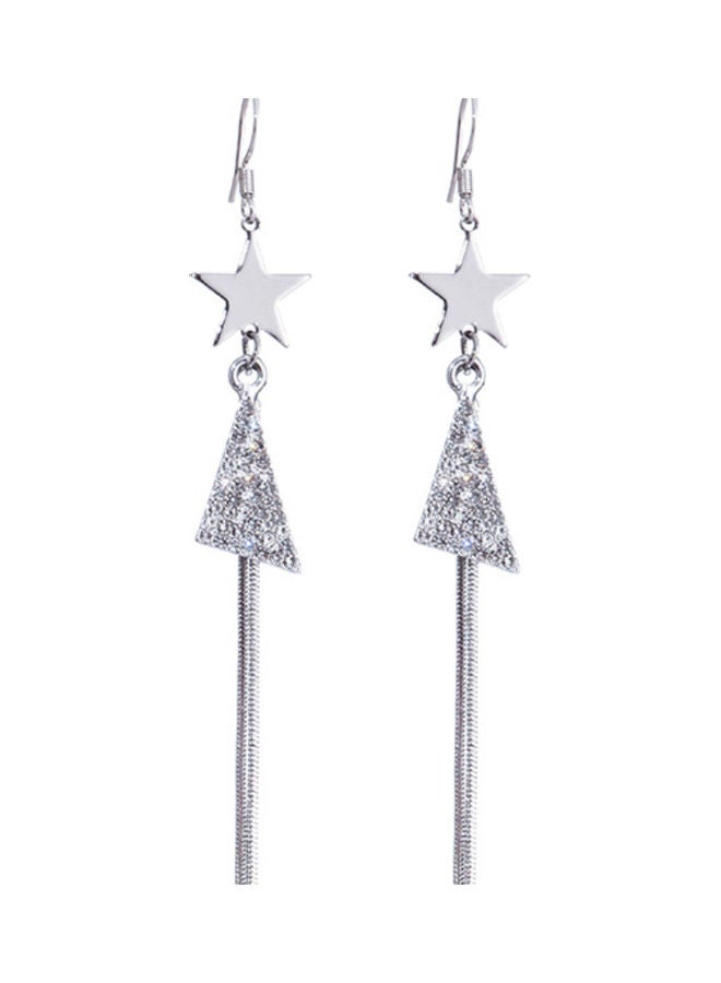 925 Sterling Silver Star Design Dangle Earrings