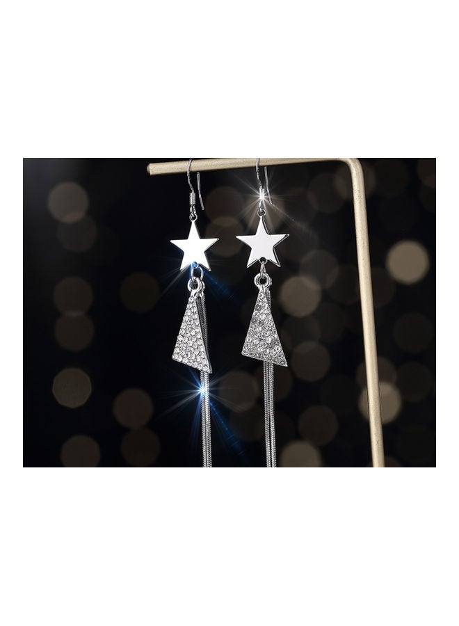 925 Sterling Silver Star Design Dangle Earrings