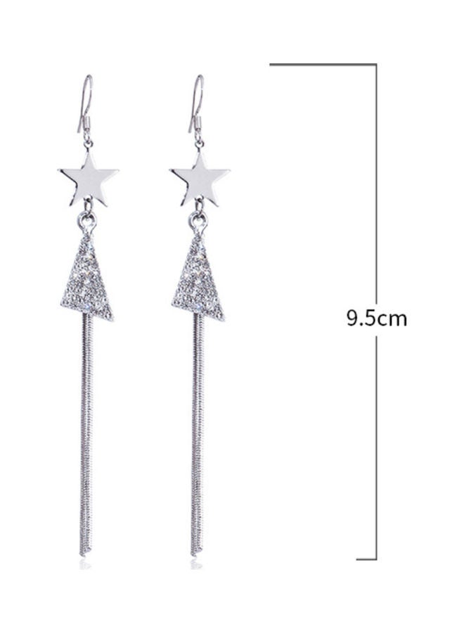 925 Sterling Silver Star Design Dangle Earrings