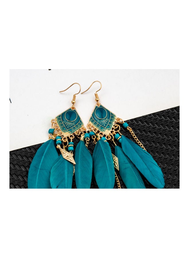 J&J Feather Detail Dangle Earrings - Image 2