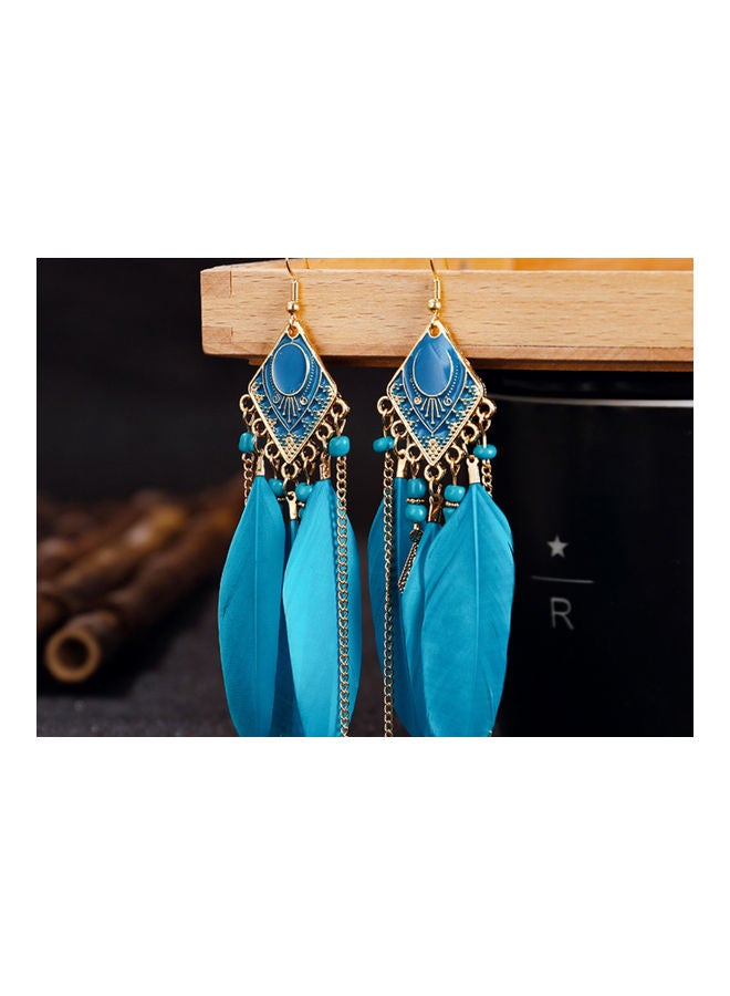 J&J Feather Detail Dangle Earrings - Image 3