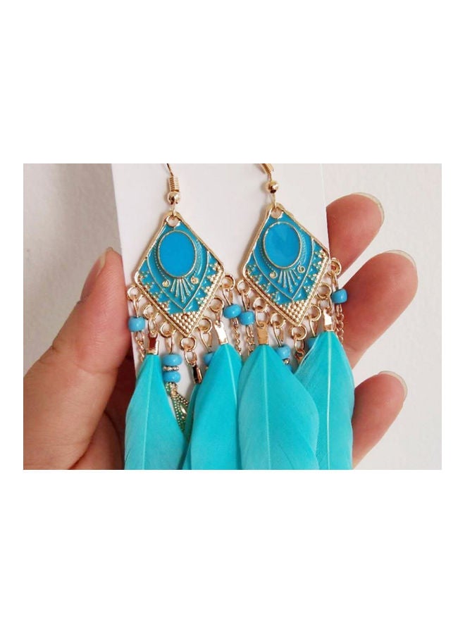 J&J Feather Detail Dangle Earrings - Image 4