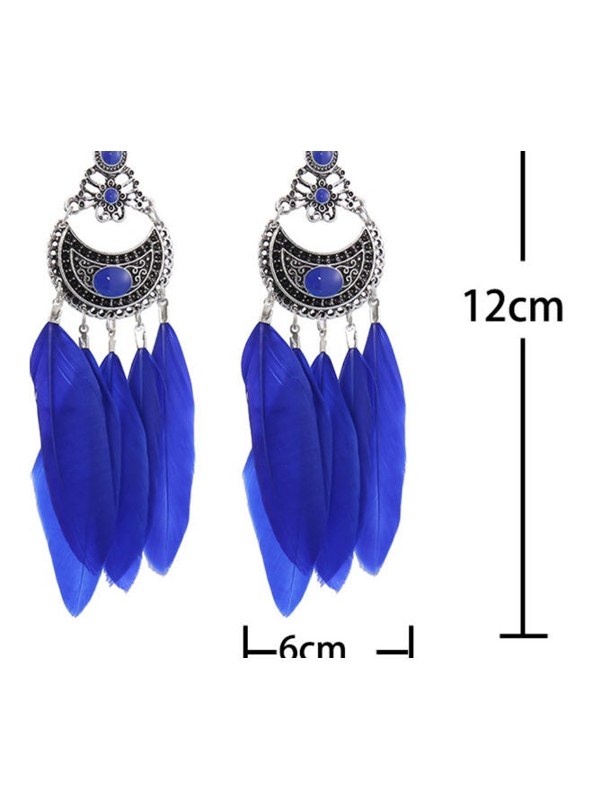 J&J 925 Sterling Silver Feather Detail Dangle Earrings - Image 2