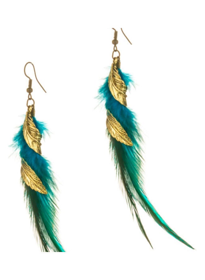 J&J Feather Detail Dangle Earrings - Image 1