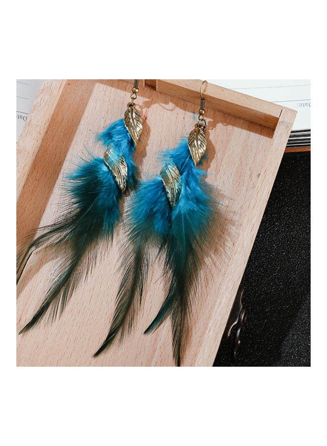 J&J Feather Detail Dangle Earrings - Image 2
