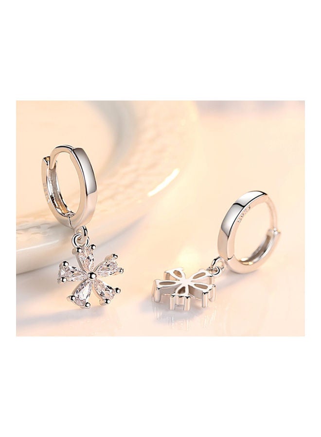 J&J 925 Sterling Silver Rhinestone Studded Flower Earrings  - Image 2